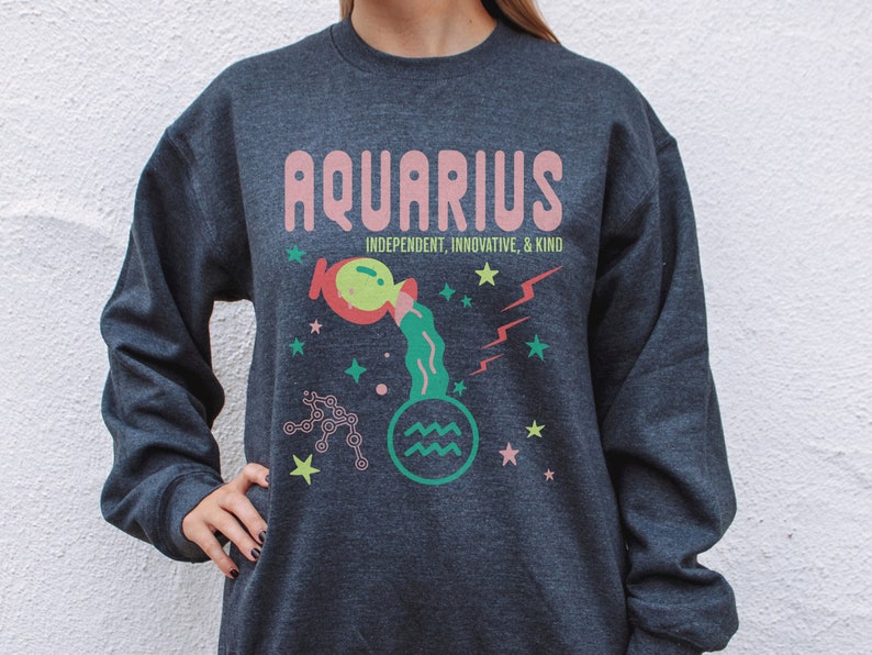 Colorful Retro Aquarius Zodiac Astrology Sweatshirt