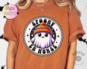 Comfort Colors Spooky ER Nurse Ghost Halloween Shirt