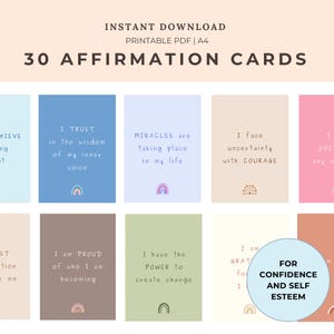 Affirmationskarten für Vertrauen und Selbstwertgefühl, digitaler Download, positives Zitat, Selbstfürsorge, Selbstliebe, PDF zum Ausdrucken, Affirmation Geschenk