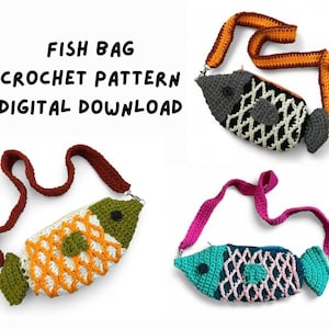★FILLINTHEBLANK★ Fish Crochet Bag black PDF Useful Fish Bag Crochet Pattern - Etsy