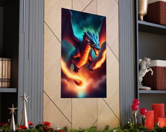 Fantasy Dragon Matte Vertical Poster. Dragon Art