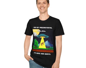 I am not procrastinating, I am doing side quests tee, tshirt funny gamer, retrogamer T-Shirt