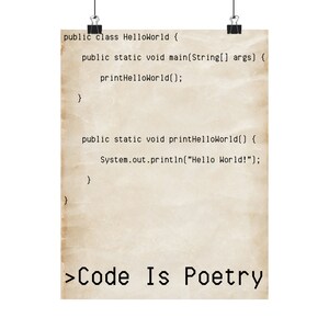 Code is Poetry Vertical Poster, Java Function Hello World! image 2