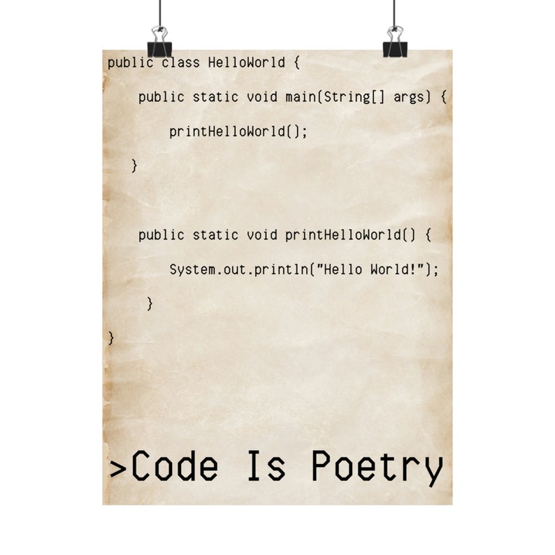 Code is Poetry Vertical Poster, Java Function Hello World! image 2