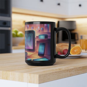 Technology Coffee Cup, Black Coffee Mug, 15oz Retrogamer coffee