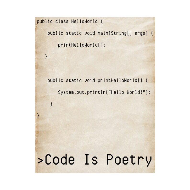 Code is Poetry Vertical Poster, Java Function Hello World! image 3