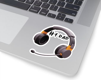 Nummer 1 papa gamer sticker, vaderdagcadeau sticker, retro gamer, Kiss-Cut Stickers