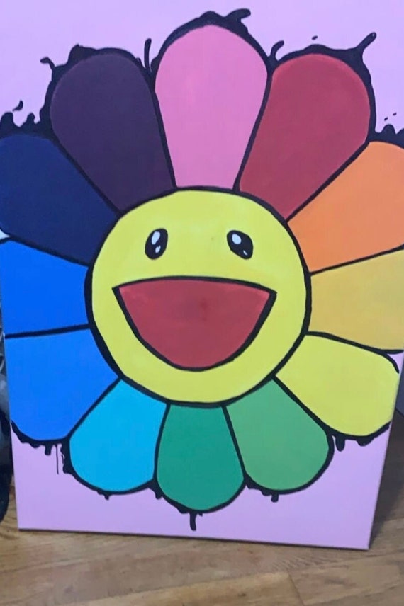 Takashi Murakami Rainbow Sunflower Painting 