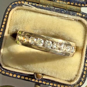 Vintage Chunky 14k gold diamond half eternity ring | Channel set band, size 7.75