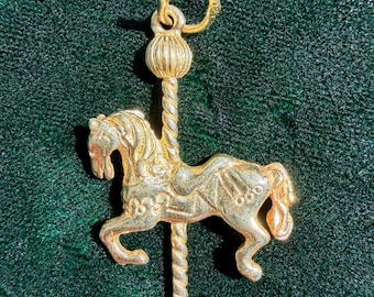 Vintage Estate 14K Solid Yellow Gold Carousel Horse Charm | Merry-Go-Round Pendant