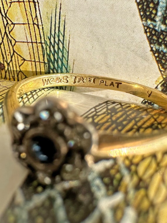 Antique 18ct gold and platinum sapphire and diamo… - image 5