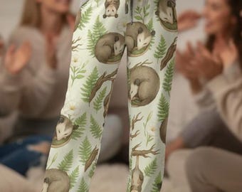 Cute Opossum Pajama Pants, Trashcore Sleepwear, Goblincore Clothing, Funny Possum Gift, Cozy Animal PJs, Soft Loungewear for Her