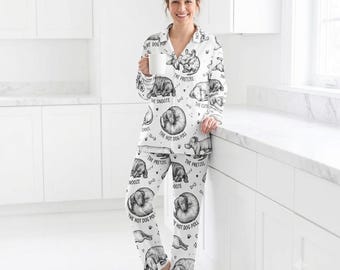 Conjunto de pijama de perro salchicha para mujer, divertido conjunto de pijama con estampado de perro durmiendo, regalo para amantes de los perros salchicha, pijama para mamás de perros salchicha