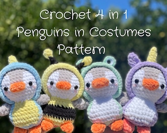 Crochet 4 in 1 Penguins in Costumes Pattern