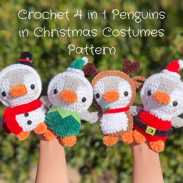 Crochet 4 in 1 Penguins in Christmas Costumes Pattern