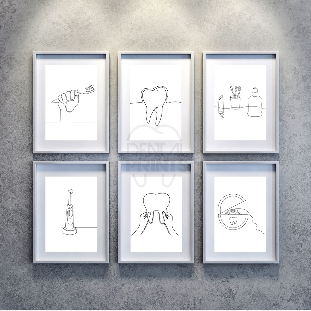 Dentist Wall Art Freehand Set 6 Dental Arts Dentist Etsy