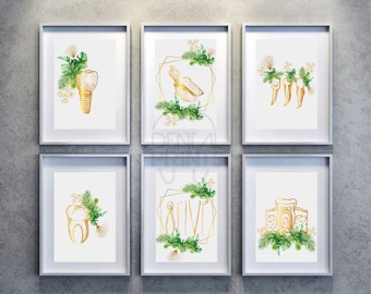 Boho nature set Dental art with designs, Dentist wall arts, Dental boho printables, Dentistry paintings for decoration