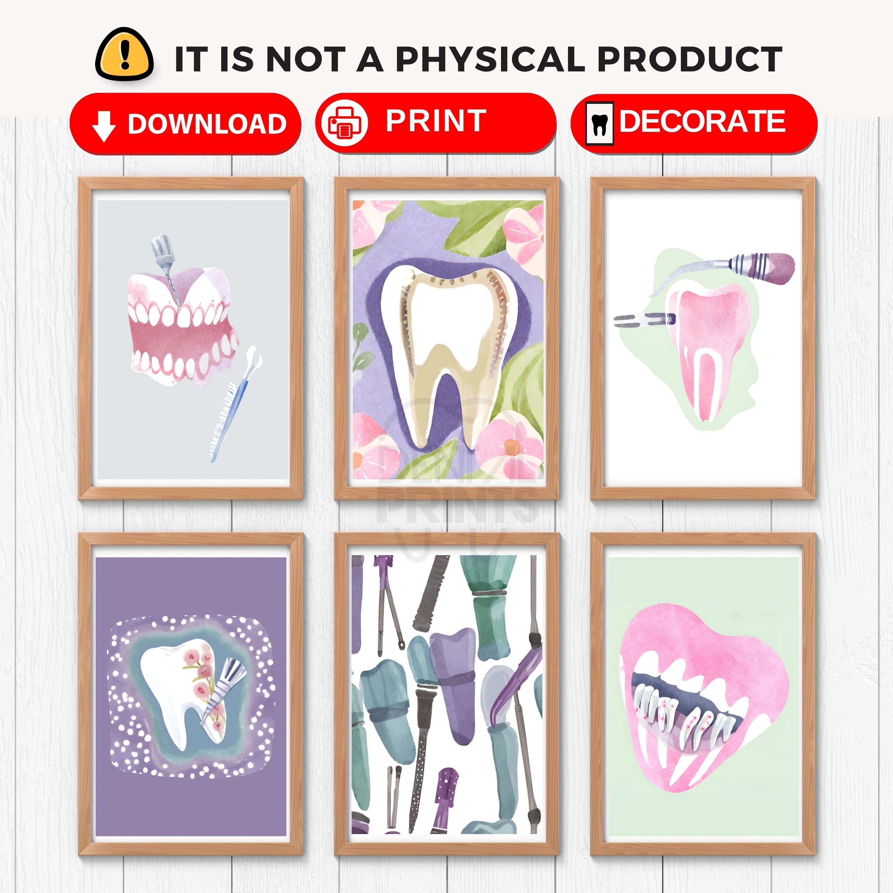 6 Super Top Dental Arts Printables Gray, Green, Light Purple Watercolor ...