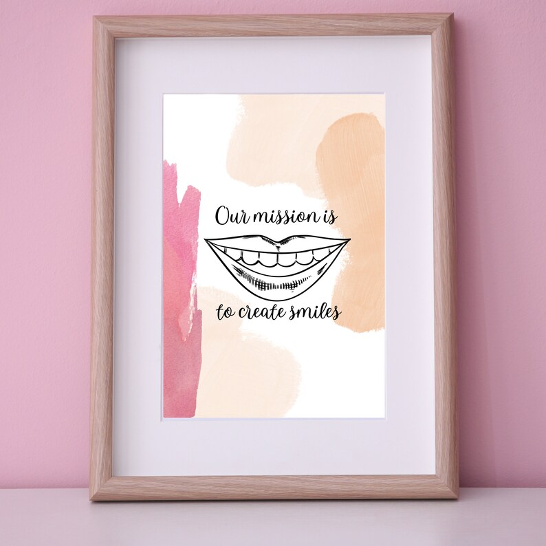 Printable Painting of Dental Phrase With Vintage Decoration in Pink and