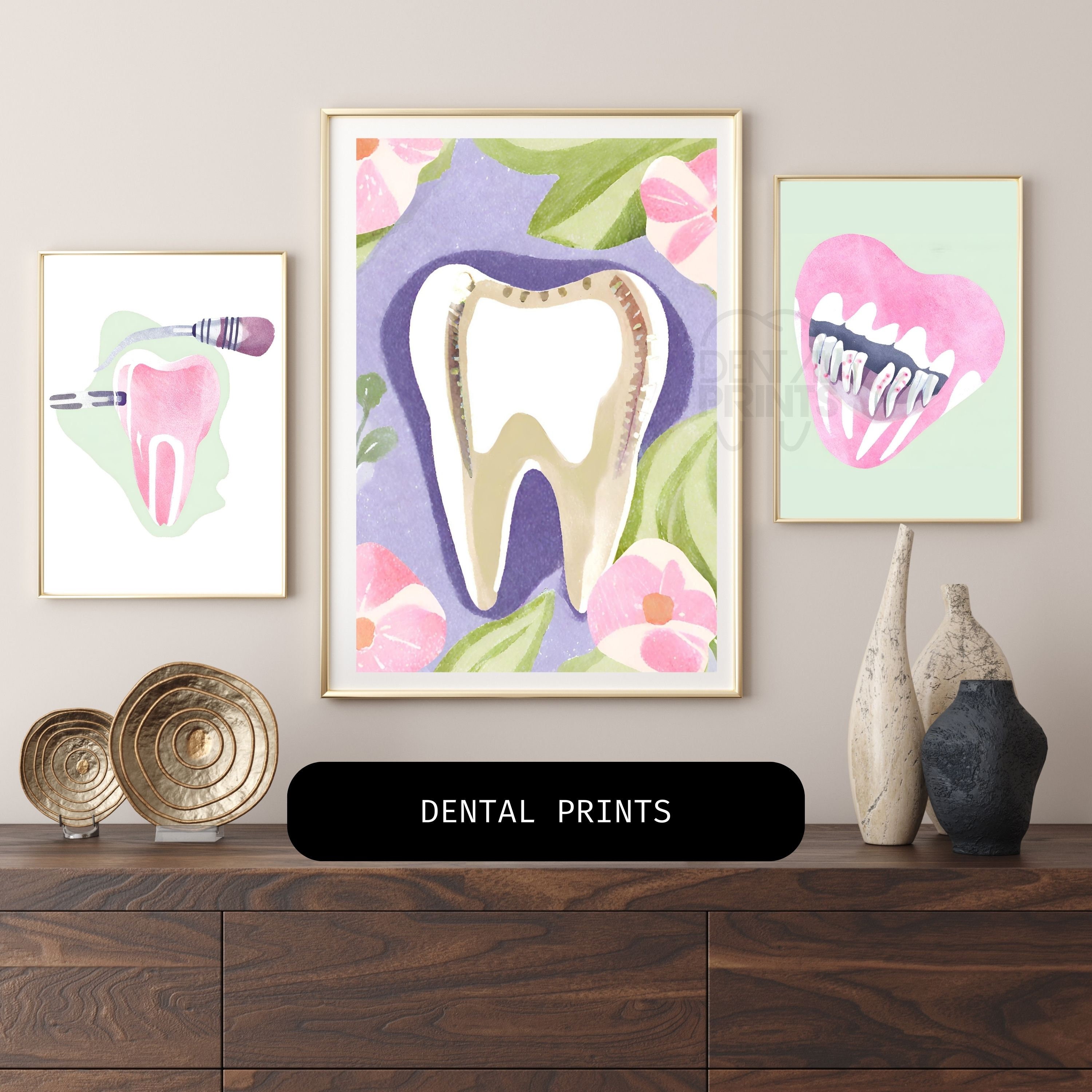 6 Super Top Dental Arts Printables Gray, Green, Light Purple Watercolor ...