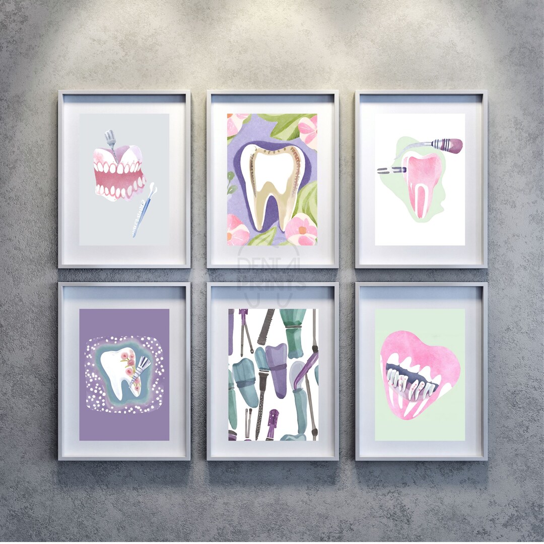 6 Super Top Dental Arts Printables Gray, Green, Light Purple Watercolor ...