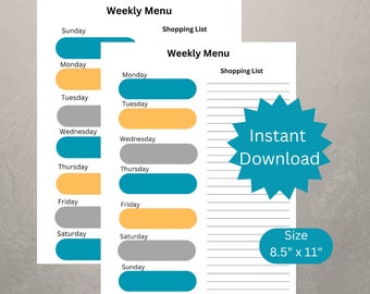 Planificador de comidas semanal imprimible / Organización de la cocina (descarga digital)