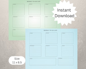 Lista de tareas semanales imprimible / Planificador minimalista (descarga digital)