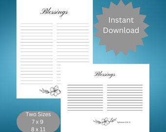 Lista de bendiciones imprimible / Página del diario de gratitud / Descarga digital / Rastreador de agradecimiento / Crecimiento espiritual / Diario de fe