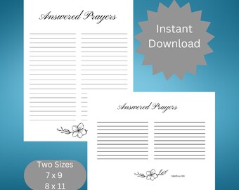 Lista de oraciones contestadas imprimible / Registro de oraciones, Diario de gratitud (Descarga digital)