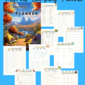 Camping Planner RV Travel Journal Vacation Boys Girls Day Camp Summer Campout Printable Digital Download Checklists Budget Activity Sheets