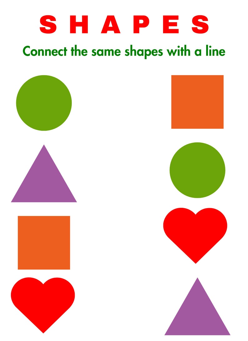 5 Preschool Printable Matching Worksheets for Teachers, Parents or ...