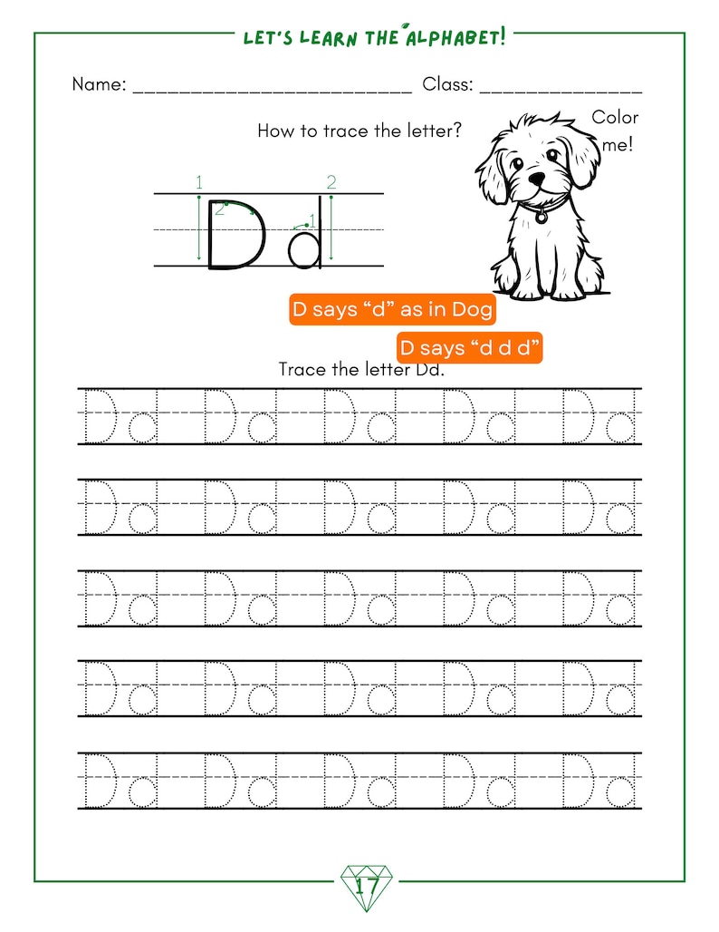 Printable Phonic Worksheets Letter D, Preschool Kindergarten Students