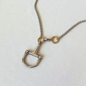 Horse Bit Necklace, Equestrian Jewelry, Silver snaffle bit Pendant, Mixed Metal Necklace, Statement Necklace, Horse Lover Gift