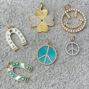 Gold Charms for Necklaces and Bracelets, Initial, Symbol and Statement Charms, Mix and Match Jewelry