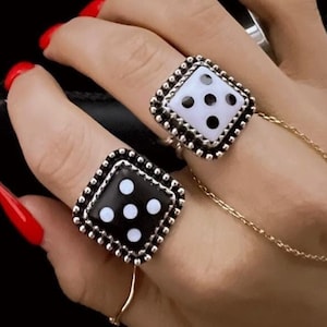 Dice Ring, Adjustable Ring, Western Inspired Jewelry, Dice Cuff Ring, Affordable Western Jewelry, Resin Dice Jewelry, Silver Rings