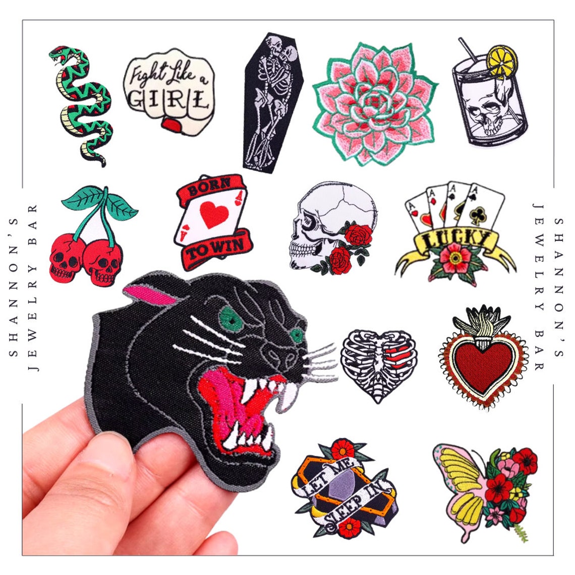 Punk Patches, Traditional Tattoo Panther Head - Iron on Patches, Skull ...
