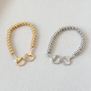 Pferdegebiss Perlen Stretch Armband, Reiter Kugel Perlen Armband, alte Geld Schmuck, Western Chic Armband, Gold Silber Stapel Armband