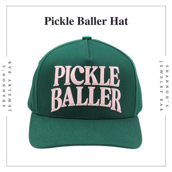 C.C Embroidered PICKLE BALLER Dark Green Cap with pink text Talisman & Co. | Pickleballer Green Foam Trucker Hat main image 2