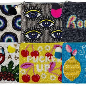 Monedero con cuentas - Monedero con cuentas, regalo para el mejor amigo, ojo malvado con cuentas, bolsa con cuentas, bolsa de fiesta, superventas, cosido a mano