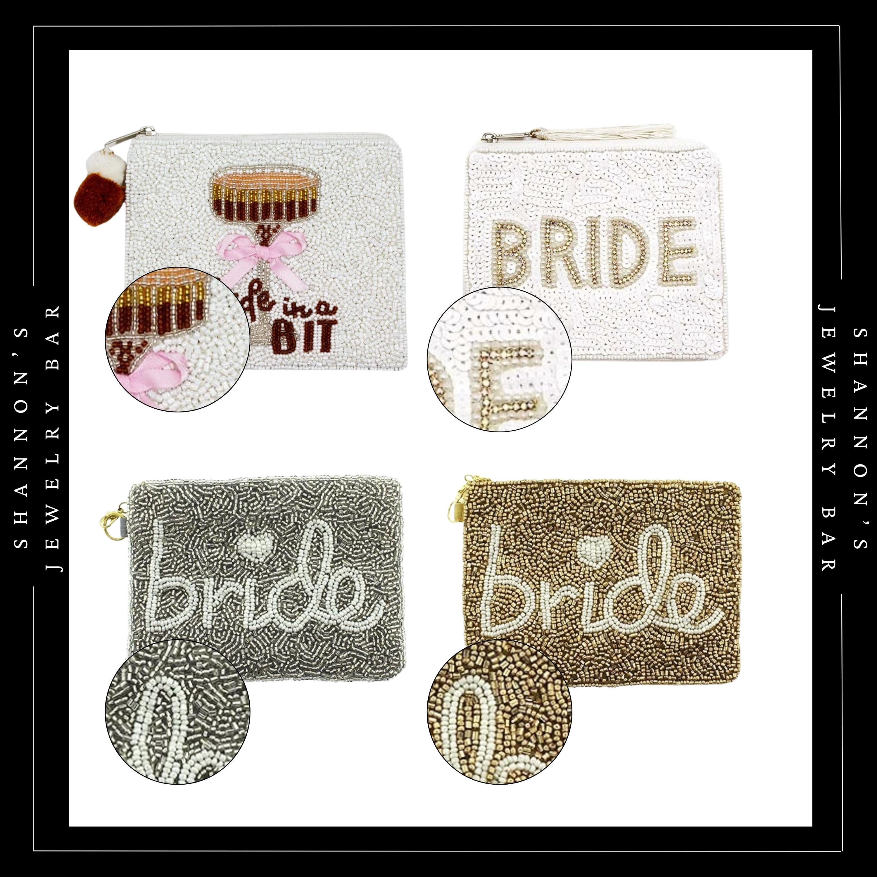 Beaded Bridal Coin Pouches – Bride, Bride Era, Wife Era & Martini Bags ...