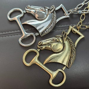 Horse Head Bit Necklace, Western Statement Jewelry, Equestrian Charm Necklace, Gold or Silver Pendant, Cowgirl Jewelry
