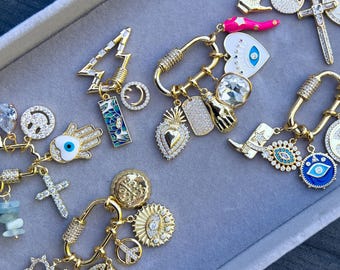Benutzerdefinierte Karabiner Charm Halskette - 14K Gold Filled Charms, 18K vergoldete Paperclip Halskette, Bauen Sie Ihr Eigenes, personalisiertes Geschenk, Charm Bar