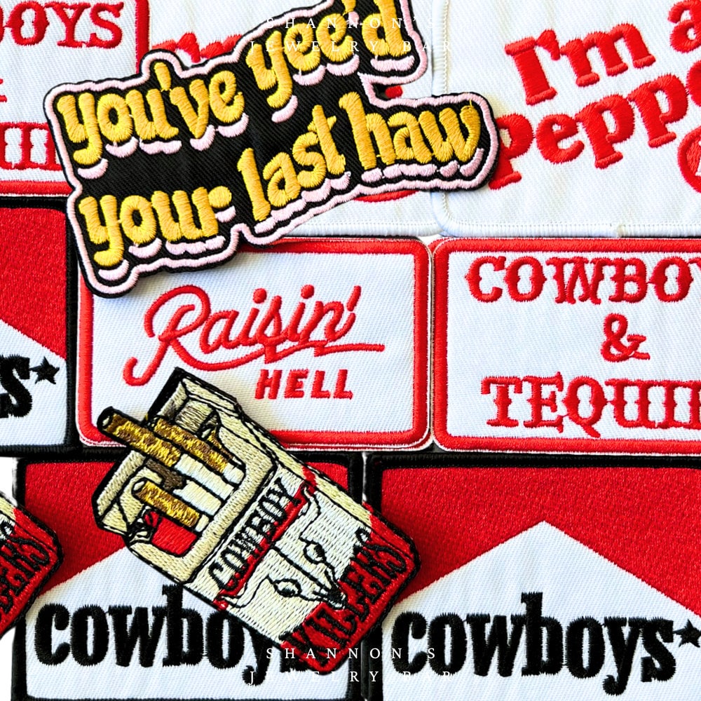 HANDMADE PATCHES - Iron On Patches, Trucker Hat Patch, Western Patch, Trendy Patch, Belt Bag Patch, Patch Bundles, Embroidered Patches
