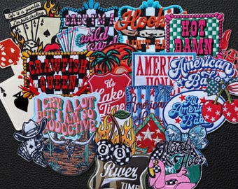 Parches termoadhesivos: parche para gorra de camionero, parche del oeste, parche moderno, parche para cinturón, paquetes de parches, parches bordados, parches de casino, Crawfish Queen