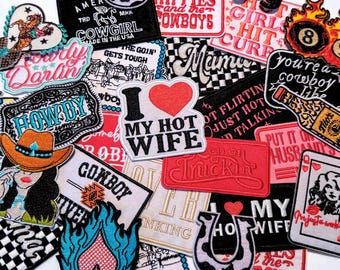 Western Cowgirl Iron On Patches, Retro Rodeo Patch, Trucker Hat Patch, Denim Jacket Patch, Country Western Embroidered Patch, Punchy Western