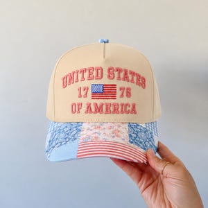 United States Of America Hat, Patchwork Trucker Hat, Patriotic Hat, Fourth Of July Hat, Americana Hat, USA Baseball Cap, 1776 Hat