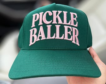 Pickle Baller Hat, Pickleball Trucker Hat, Pink Embroidery Baseball Cap, Pickleball Gift for Women & Men