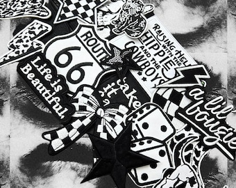 Black and White Patches - Iron On Patches, Trucker Hat Patch, Western Patch, Trendy Patch, Belt Bag Patch, Patch Bundles, Embroidered Patch