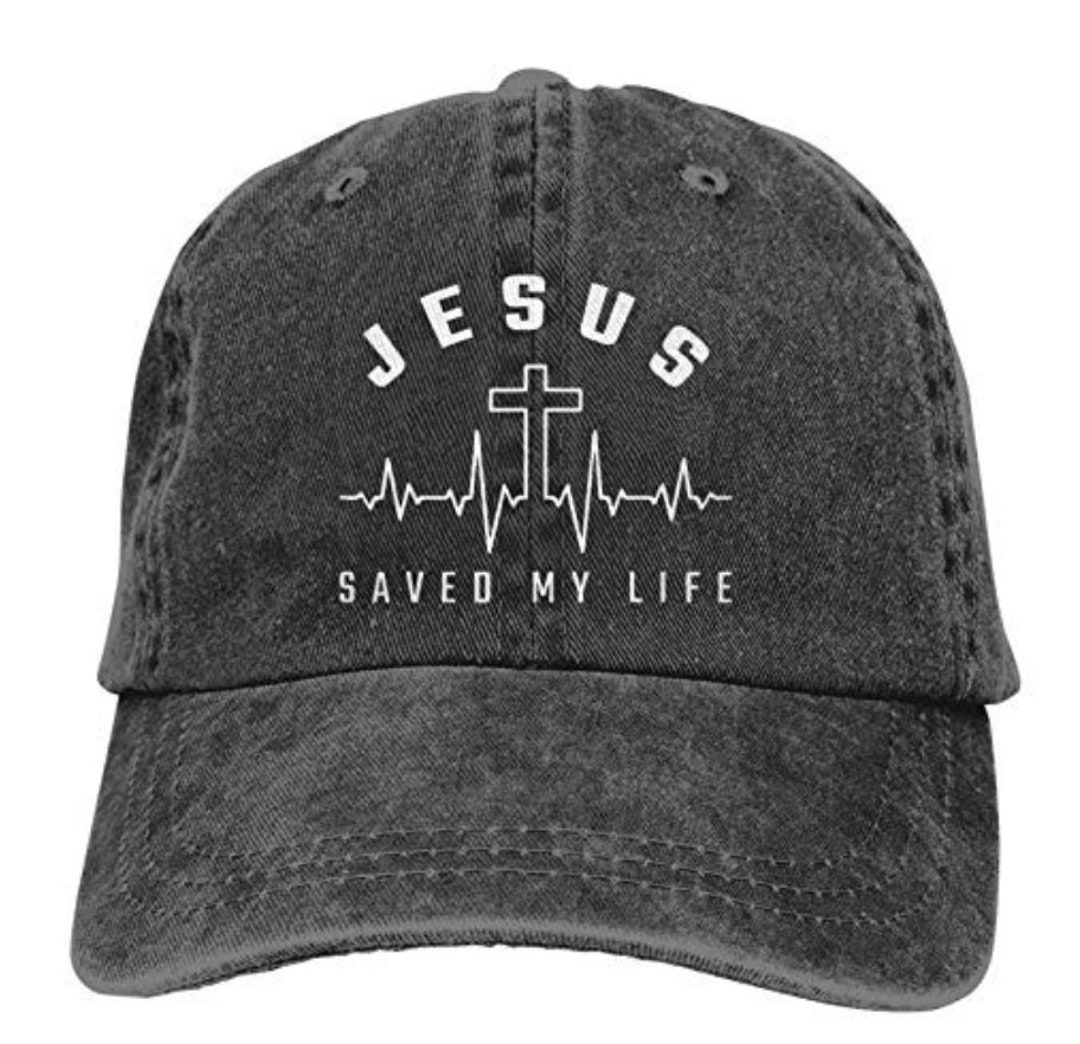 Jesus Saved My Life Hat, Denim Christian Church Hat Christian Gifts Etsy