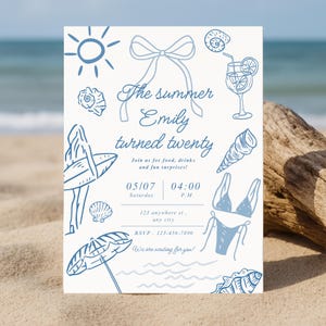 Coastal Summer Birthday Invitation – Beach Party Printable – Editable Template – The Summer I Turned Pretty Inspired